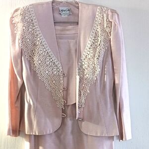 Pink Blazer Suit with Beaded Embellishments